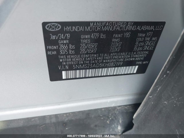 Hyundai Santa Fe Se 2019 5NMS23AD5KH082199 Image 9