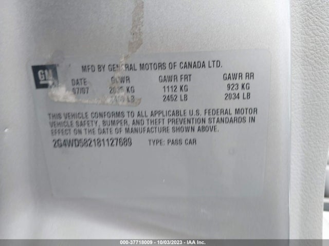 2008 BUICK LACROSSE CXL VIN: 2G4WD582181127689