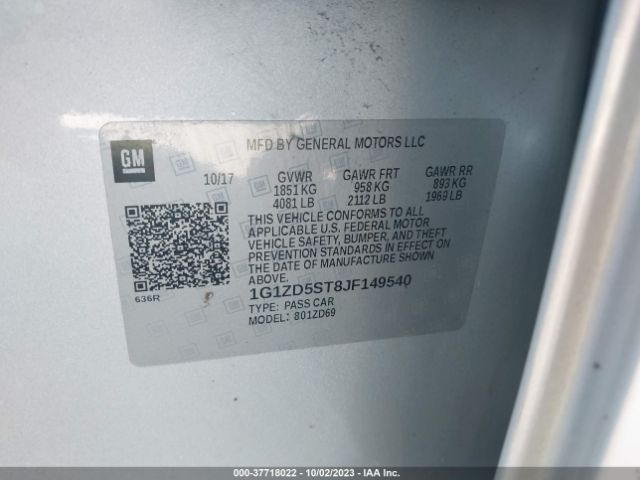 1G1ZD5ST8JF149540 Chevrolet MALIBU LT