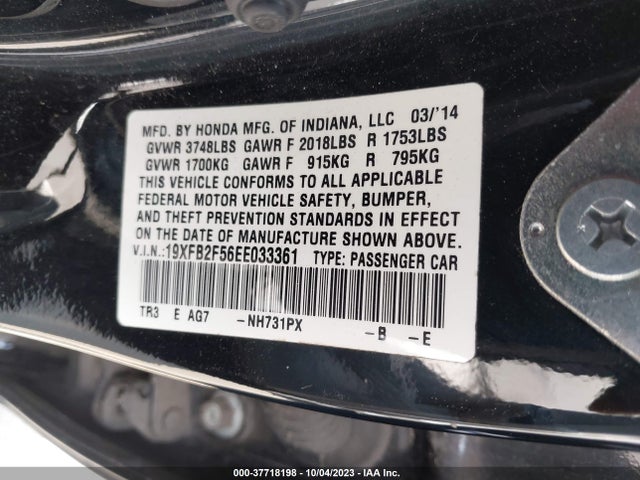 Honda Civic Sedan Lx 2014 19XFB2F56EE033361 Image 9