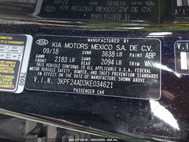KIA FORTE FE 2019 3KPF24AD3KE034621 Image 9
