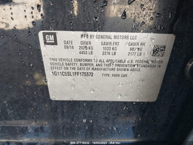 Chevrolet MALIBU 1LT 2015 1G11C5SL1FF175372 Image 9