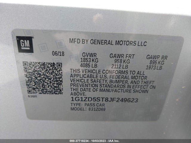 Chevrolet MALIBU LT 2018 1G1ZD5ST8JF249623 Image 9