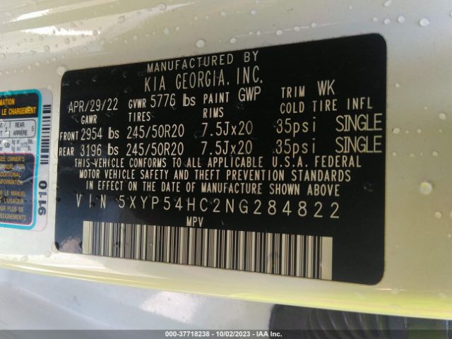 5XYP54HC2NG284822 KIA Telluride Sx