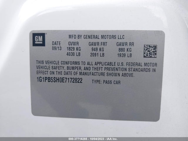Chevrolet CRUZE LS 2014 1G1PB5SH0E7172822 Image 9