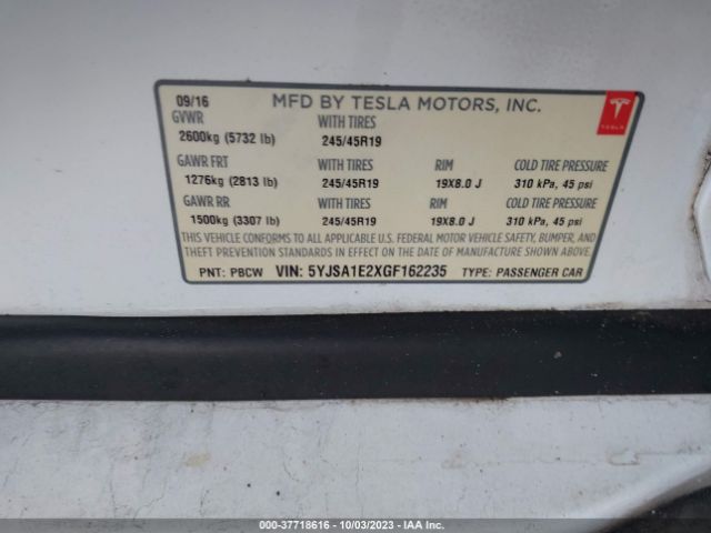 5YJSA1E2XGF162235 Tesla Model S 90d/70d/75d/60d/85d