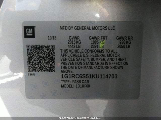 Chevrolet VOLT LT 2019 1G1RC6S51KU114703 Image 9