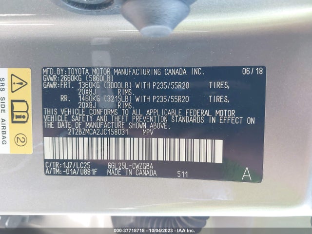 2018 Lexus RX, VIN: 2T2BZMCA2JC158031