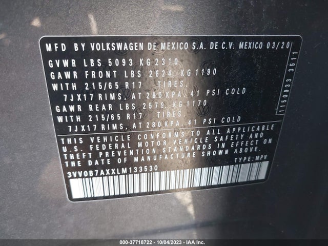 3VV0B7AXXLM133530 Volkswagen TIGUAN S