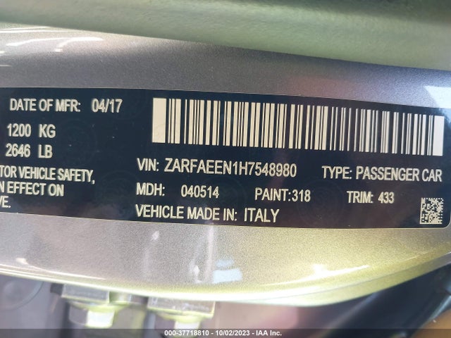 ZARFAEEN1H7548980 Alfa Romeo GIULIA TI