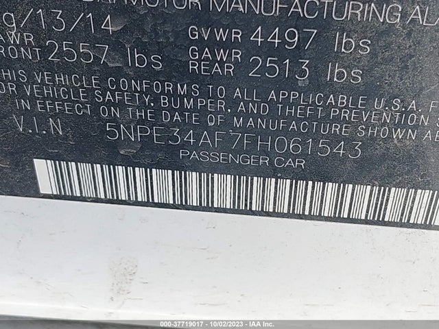 Hyundai Sonata 2.4l Limited 2015 5NPE34AF7FH061543 Image 10