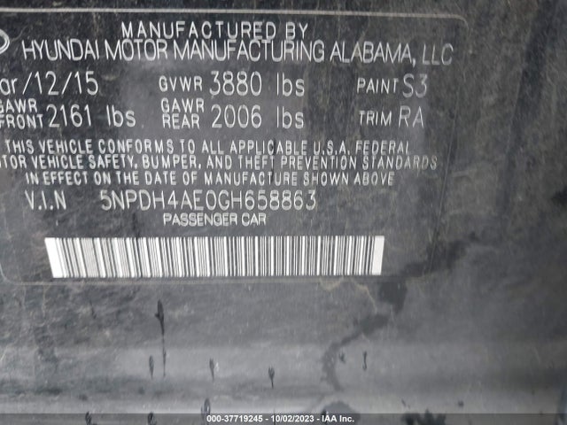 Hyundai ELANTRA SE 2016 5NPDH4AE0GH658863 Image 15