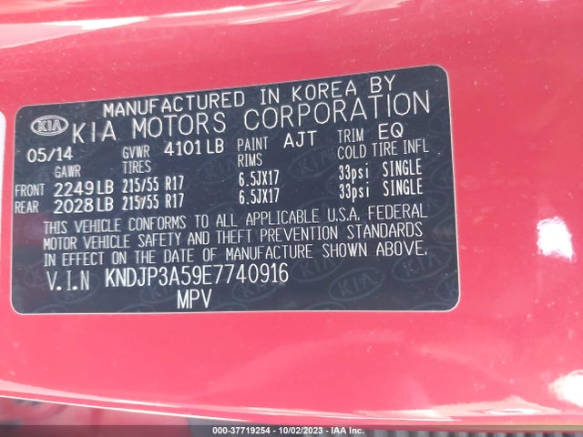 KIA SOUL + 2014 KNDJP3A59E7740916 Image 9