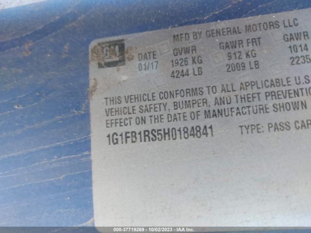 2017 CHEVROLET CAMARO 1G1FB1RS5H0184841 Photo 8