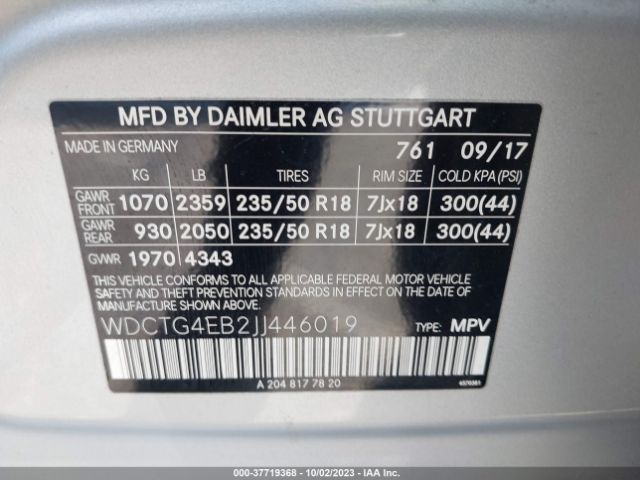 WDCTG4EB2JJ446019 Mercedes-Benz Gla Gla 250