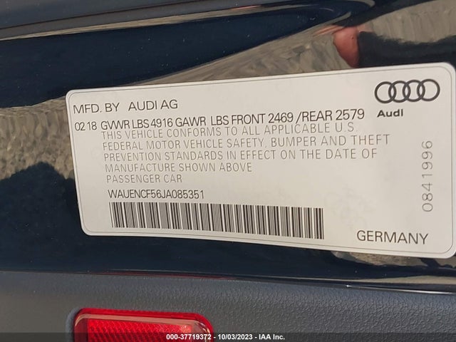 WAUENCF56JA085351 Audi A5 Sportback Premium Plus