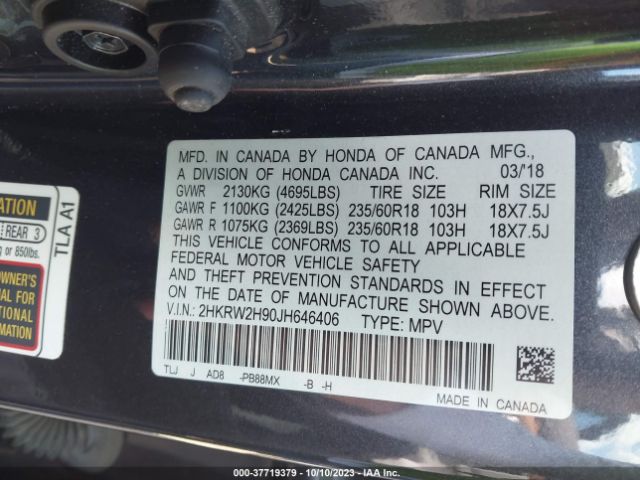 2HKRW2H90JH646406 Honda Cr-v Touring