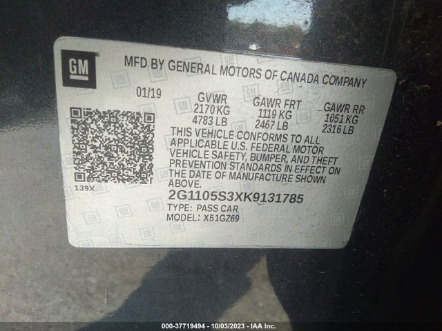 Chevrolet Impala Premier 2019 2G1105S3XK9131785 Image 9