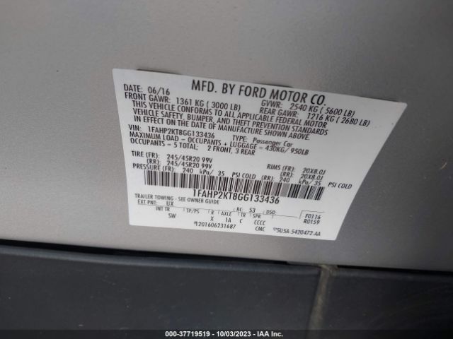 1FAHP2KT8GG133436 Ford TAURUS SHO