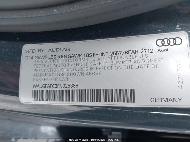 WAUGFAFC3FN025388 Audi A6 2.0t Premium Plus
