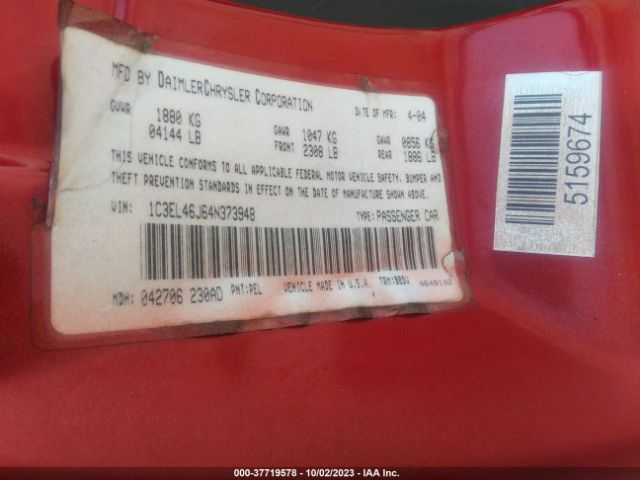 2004 CHRYSLER SEBRING 1C3EL46J64N373948 Photo 8