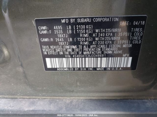 4S4BSATC9J3348681 Subaru Outback Touring