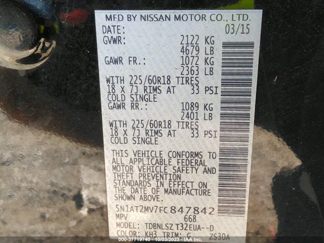 2015 NISSAN ROGUE 5N1AT2MV7FC847842 Photo 8