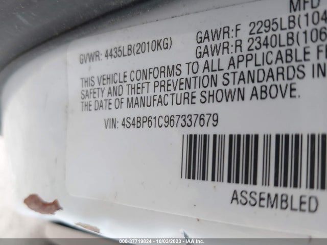 2006 SUBARU LEGACY WAGON OUTBACK 2.5I VIN: 4S4BP61C967337679