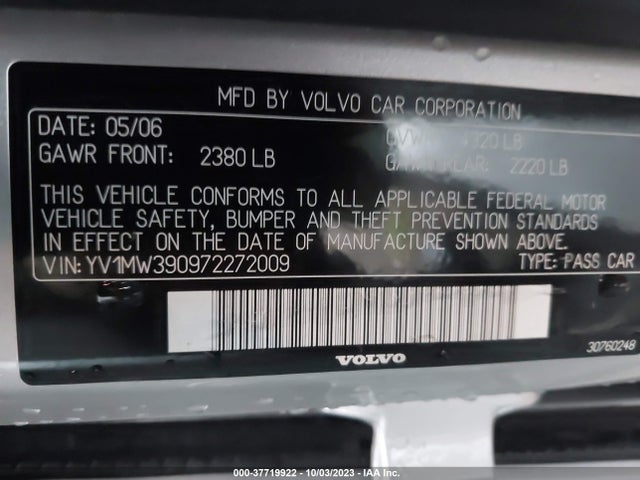 2007 VOLVO V50 2.4L VIN: YV1MW390972272009