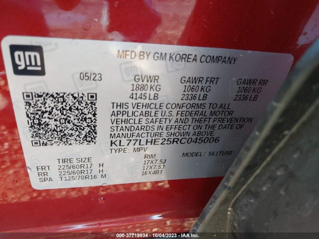 Chevrolet Trax Lt 2024 KL77LHE25RC045006 Image 9
