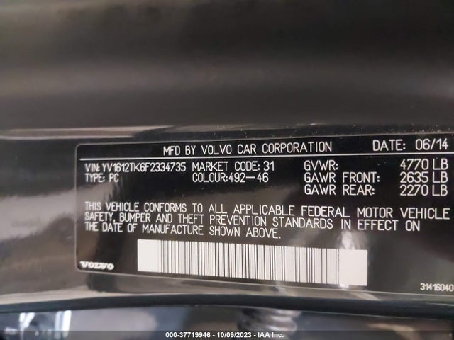 2015 VOLVO S60 VIN: YV1612TK6F2334735