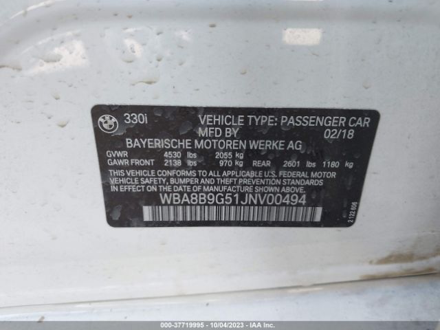 2018 BMW 3 SERIES WBA8B9G51JNV00494 Photo 8