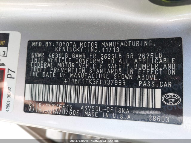 Toyota Camry L/le/xle/se/se Sport 2014 4T1BF1FK3EU337988 Image 15