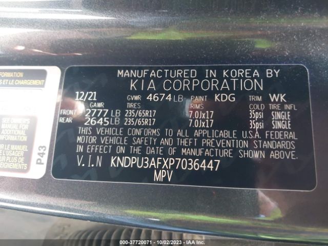 KNDPU3AFXP7036447 KIA Sportage Lx