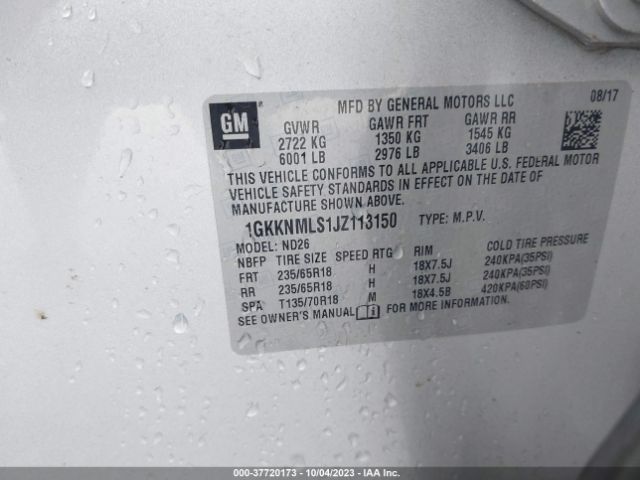 1GKKNMLS1JZ113150 GMC ACADIA SLT