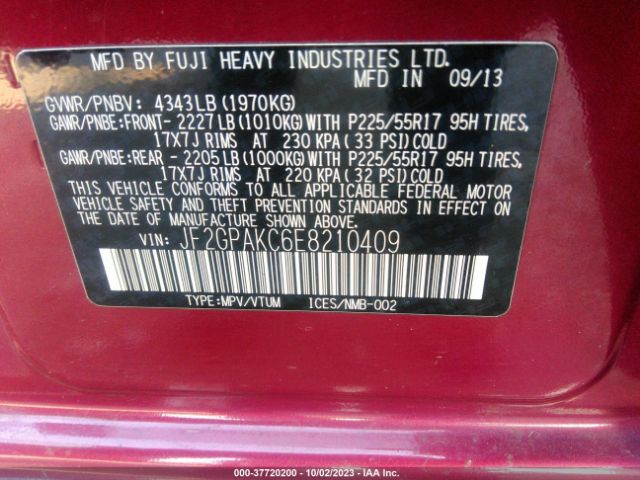 JF2GPAKC6E8210409 Subaru Xv Crosstrek Limited