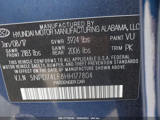 Hyundai ELANTRA SE 2017 5NPD74LF8HH177804 Image 9