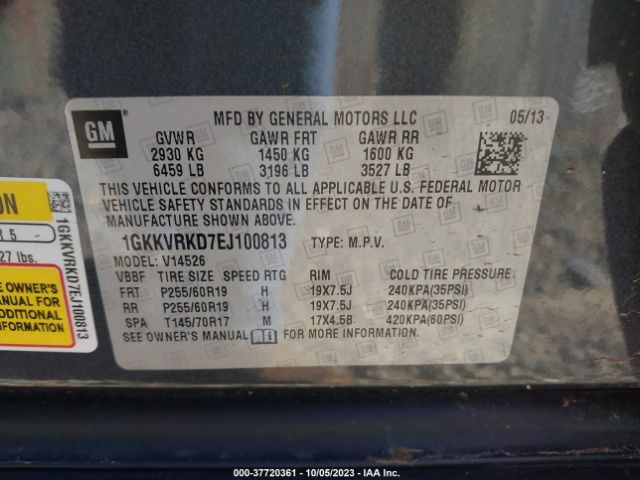 1GKKVRKD7EJ100813 GMC ACADIA SLT