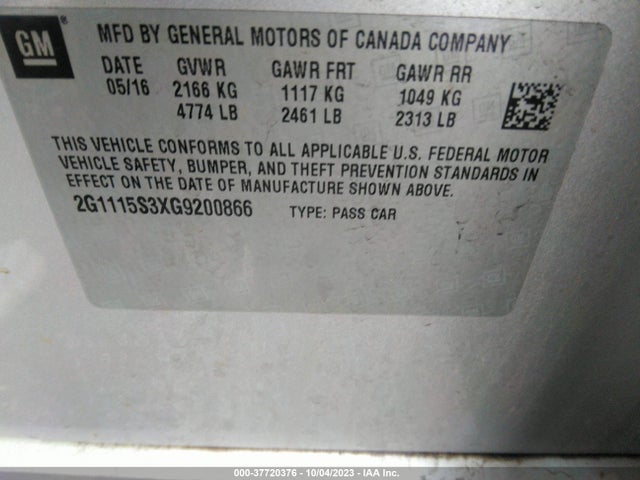 Chevrolet IMPALA LT 2016 2G1115S3XG9200866 Image 9