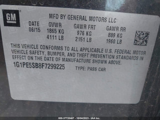 Chevrolet CRUZE LT 2015 1G1PE5SB8F7299225 Image 15