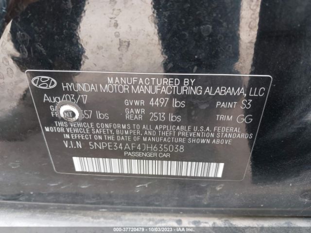 5NPE34AF4JH635038 Hyundai SONATA SEL