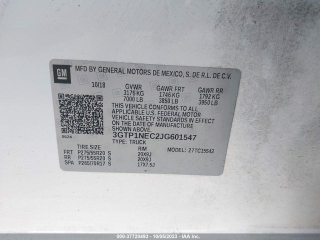 GMC Sierra 1500 Slt 2018 3GTP1NEC2JG601547 Image 8