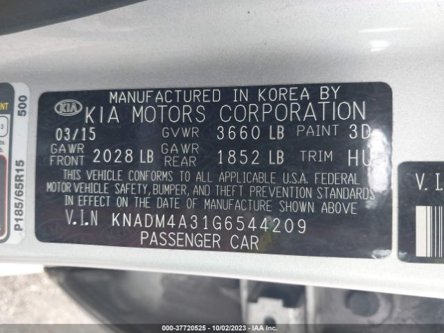 KNADM4A31G6544209 KIA RIO LX