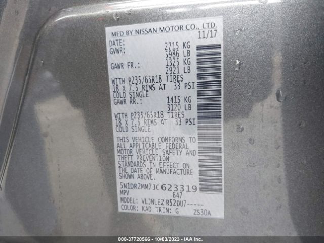 5N1DR2MM7JC623319 Nissan Pathfinder Sv