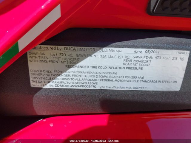 2023 DUCATI PANIGALE ZDMDAGWW4PB002470 Photo 9