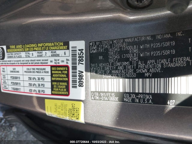 Toyota SIENNA SE 2014 5TDXK3DC1ES516550 Image 9