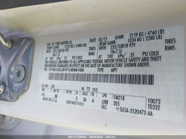 1FMCU0J91FUB96168 Ford Escape Titanium