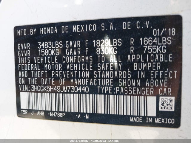 Honda FIT LX 2018 3HGGK5H49JM730440 Image 9