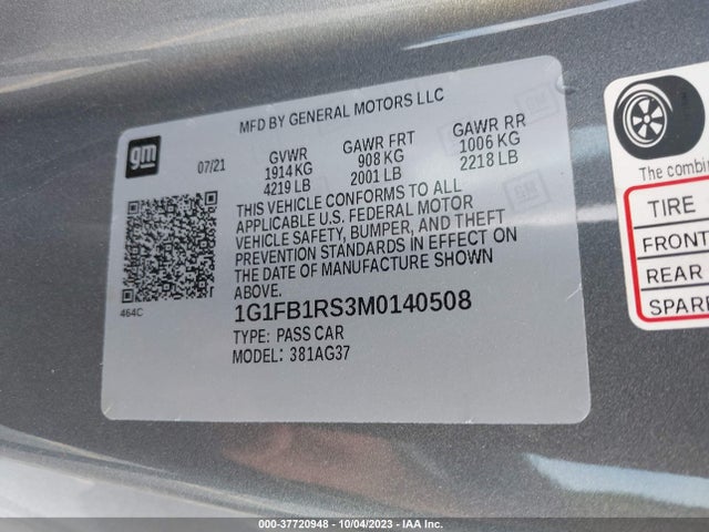 Chevrolet Camaro Rwd  1lt 2021 1G1FB1RS3M0140508 Image 9