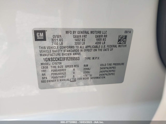Chevrolet Tahoe Ltz 2015 1GNSCCKC0FR289563 Image 9